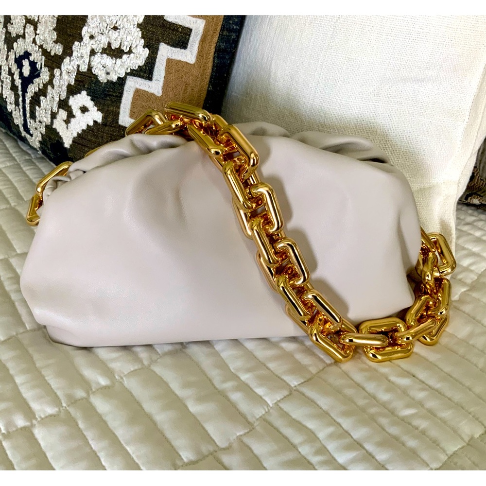 Bottega Veneta Bag with Large Gold Chain.